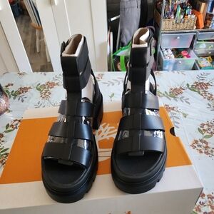 BNWT and box. Timberlands black heeled sandle